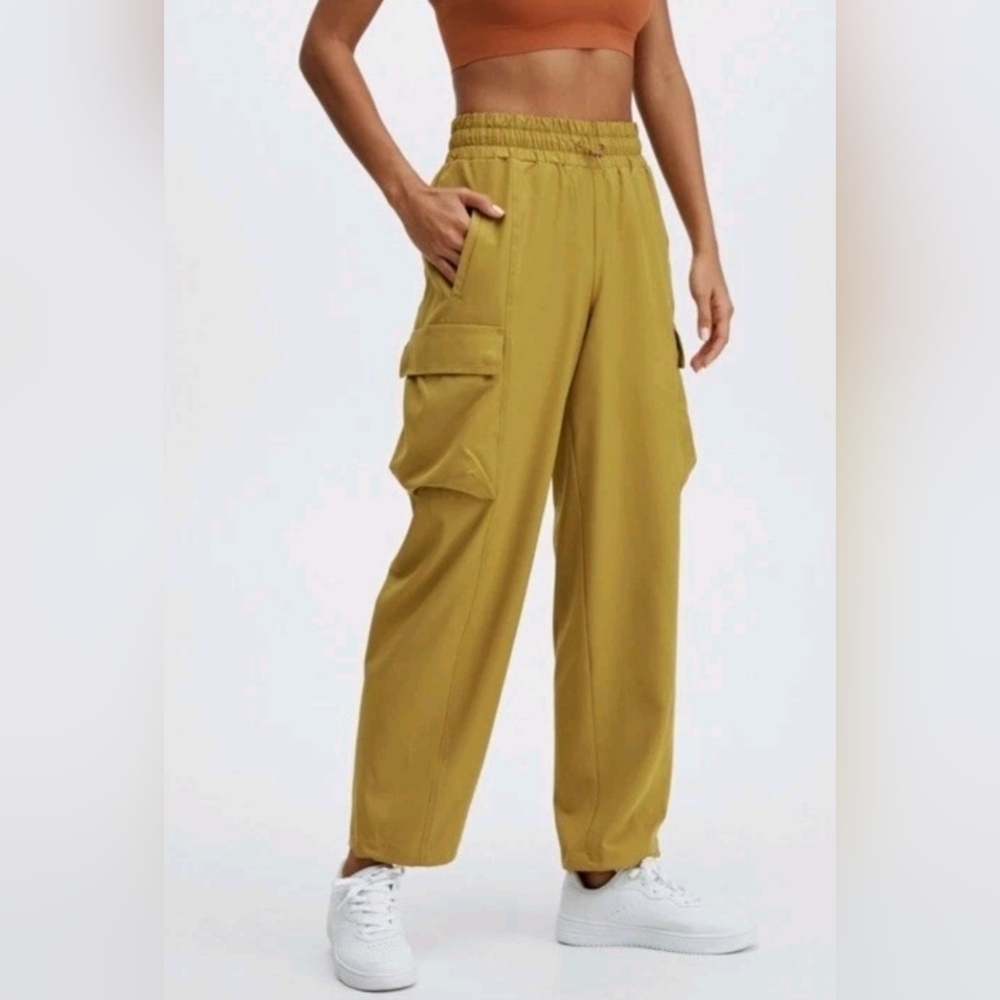 Fabletics Eleanor Cargo Track Pants Warm Olive High-rise Wide Leg Size 3X